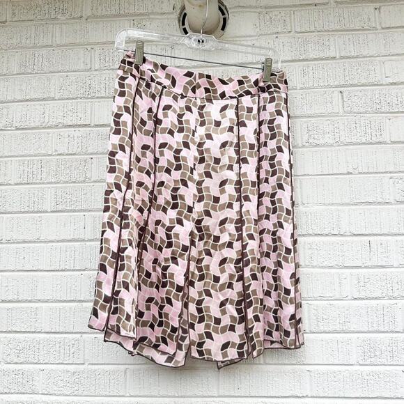 Elliott Lauren Dresses & Skirts - Elliott Lauren Vintage Y2K Brown & Pink Pleated Silk Skirt